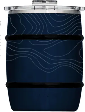 ORCA Double Barrel 24oz | Temperature Insulated, Stainless Steel Tumbler with a Classy Wood Grain Print, for Whiskey, Beer, Coffee or Whatever You're Having — Navy Topo