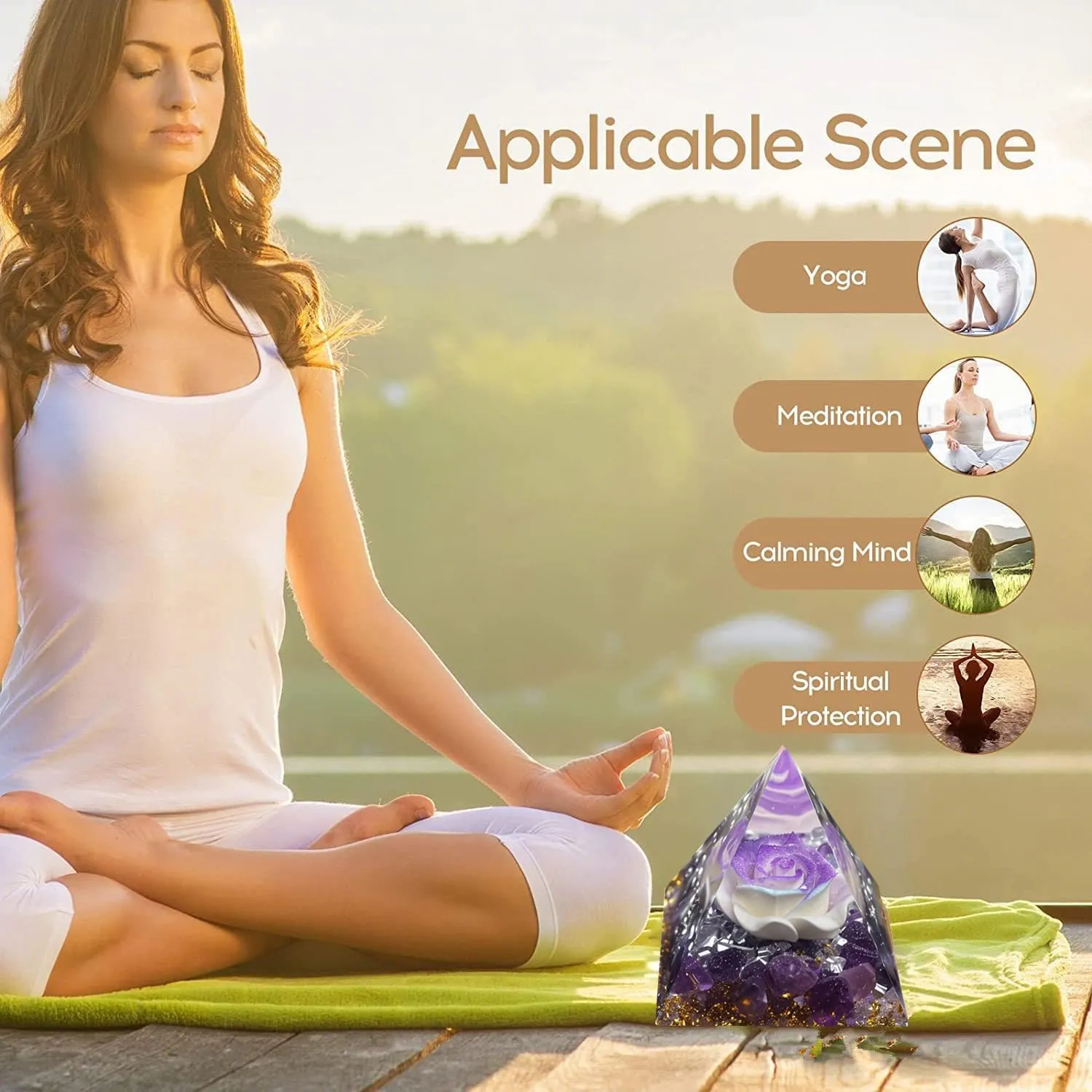Orgone Pyramid for Positive Energy, Orgonite Amethyst Stones Healing Crystals Pyramid for Reduce Stress Chakra Reiki Healing Meditation Attracts Lucky and Success (Purple-Blue&Amethyst)