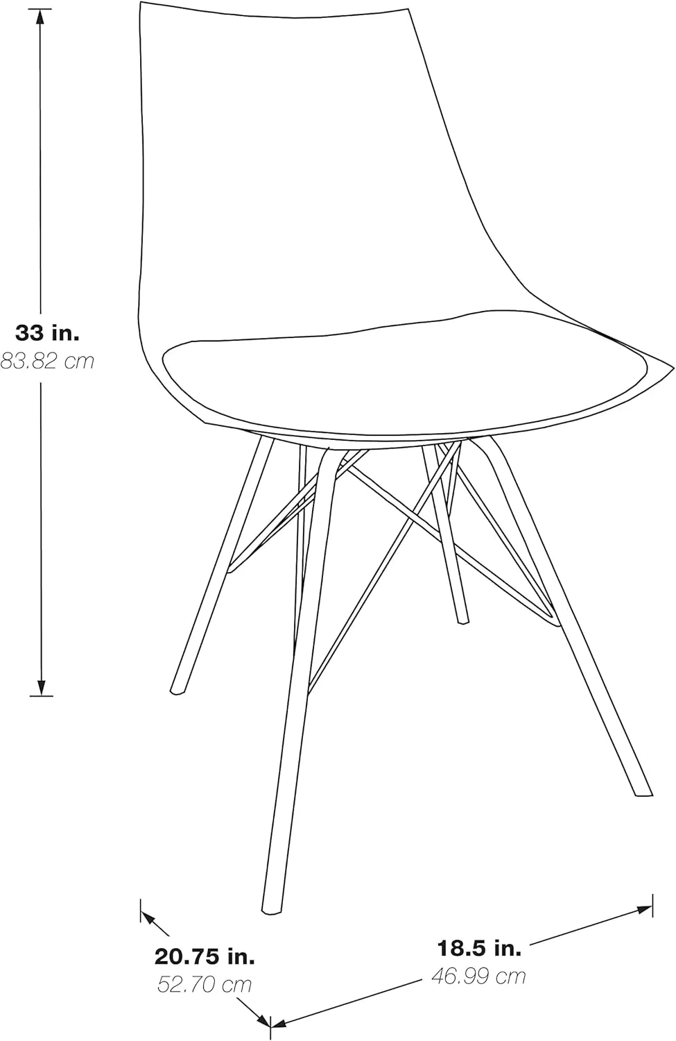 OSP Home Furnishings Oakley Mid-Century Modern Bucket Chair,Faux Leather, Cream
