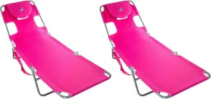 Ostrich Chaise Lounge Folding Portable Sunbathing Poolside Beach Chair (2 Pack)