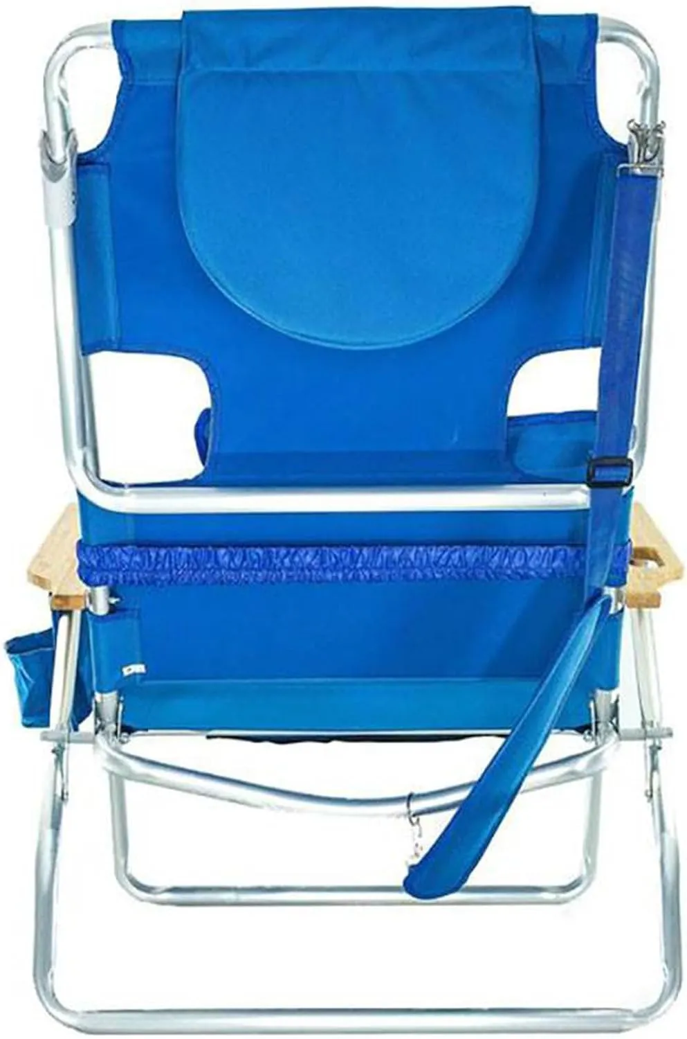 Ostrich Deluxe 3N1 Padded Beach Chair w/ Face Cushion & Arm Holes, Blue - Lightweight Folding Recliner w/ Adjustable Backrest & Footrest, Cup Holder, Side Utility Bag, 275 lb Weight Capacity