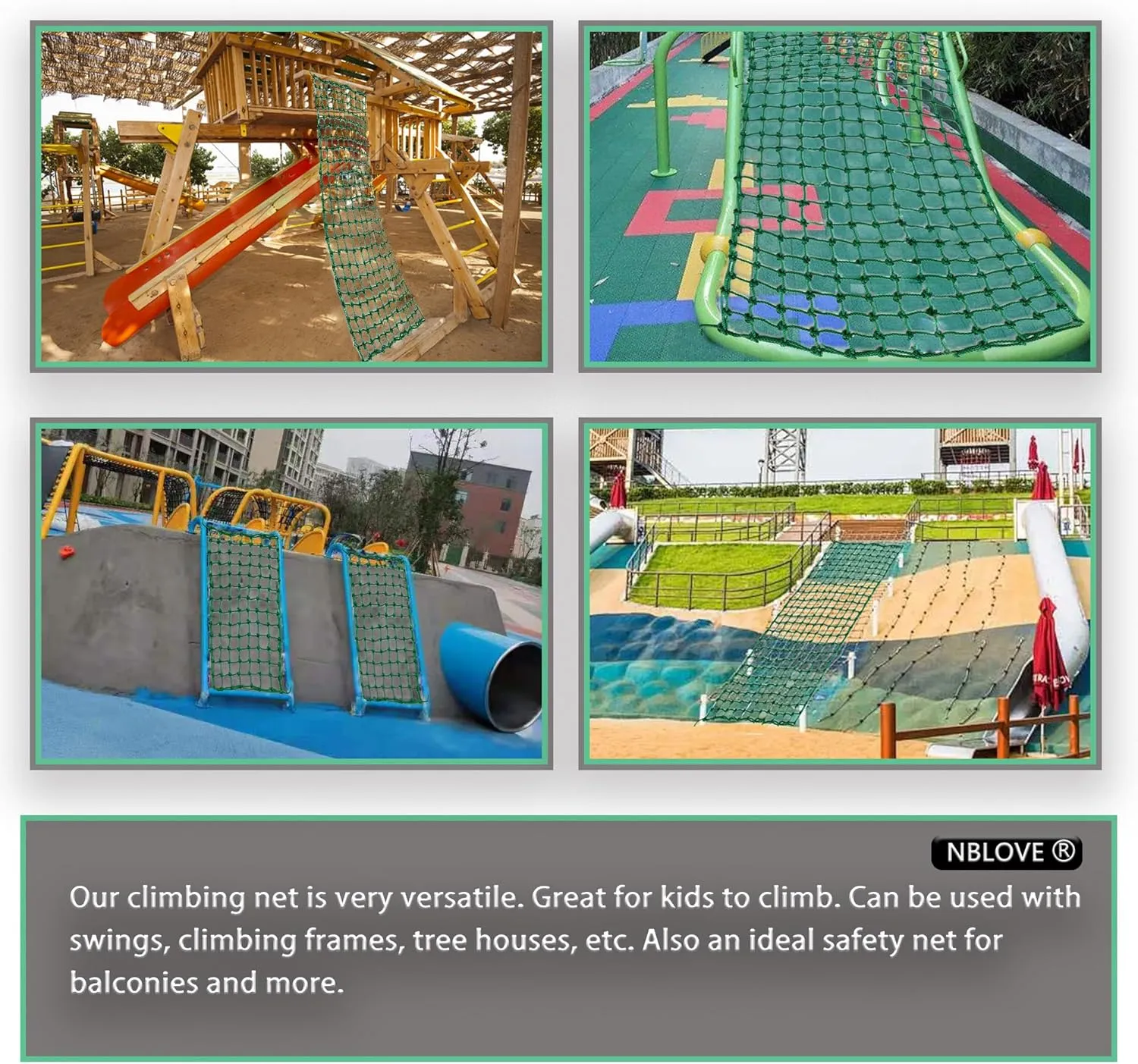 Outdoor & Indoor Premium Climbing Net - 8 Sizes Polyester Fiber. Easy Install with Extras. Handcrafted & Practical. Ideal Gift. (4ft x 8ft)