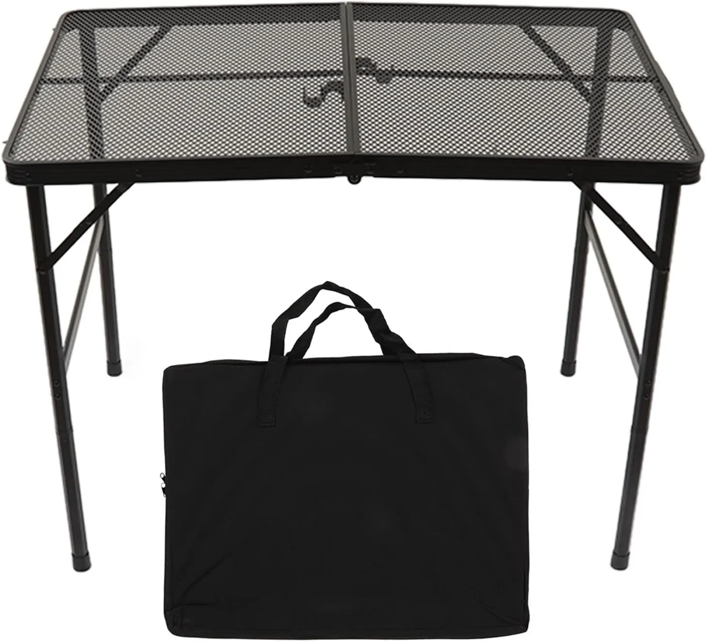Outdoor Camping Folding Table, with Mesh Desktop,Aluminum Alloy Ultra Light Portable Picnic Table Height Adjustable BBQ Mesh Table