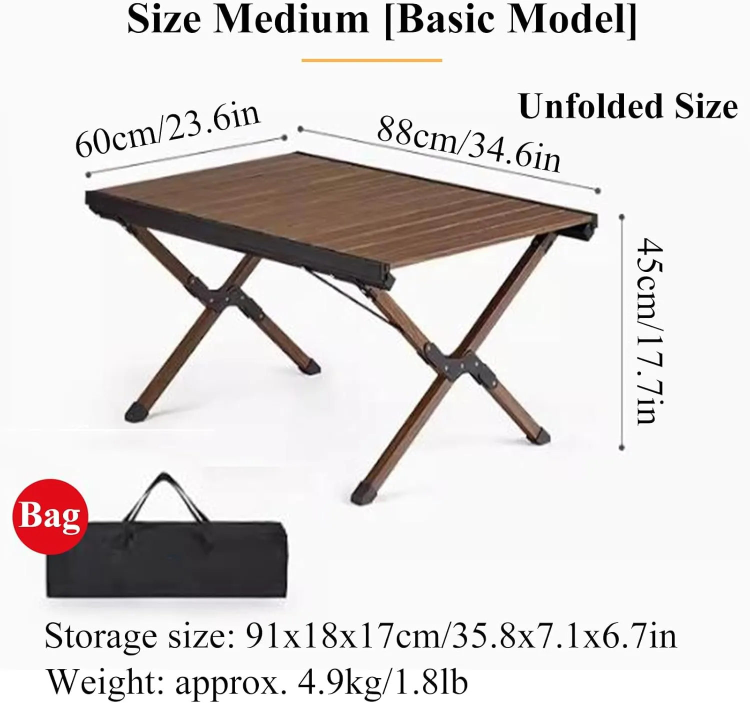 Outdoor Camping Table Aluminum Folding Camping Table Portable Picnic Table Compact Roll Up Desktop with Carry Bag for Camp