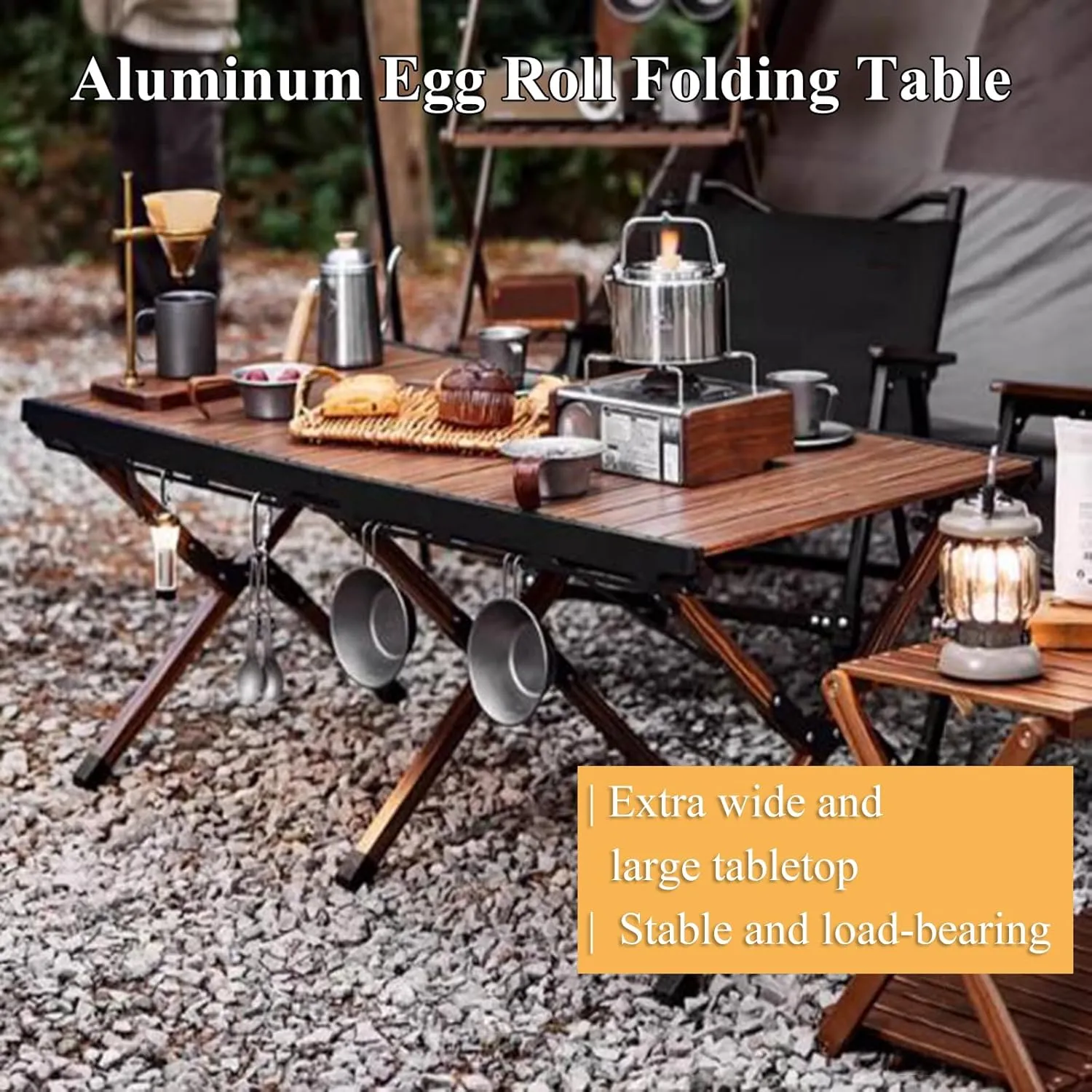 Outdoor Camping Table Aluminum Folding Camping Table Portable Picnic Table Compact Roll Up Desktop with Carry Bag for Camp