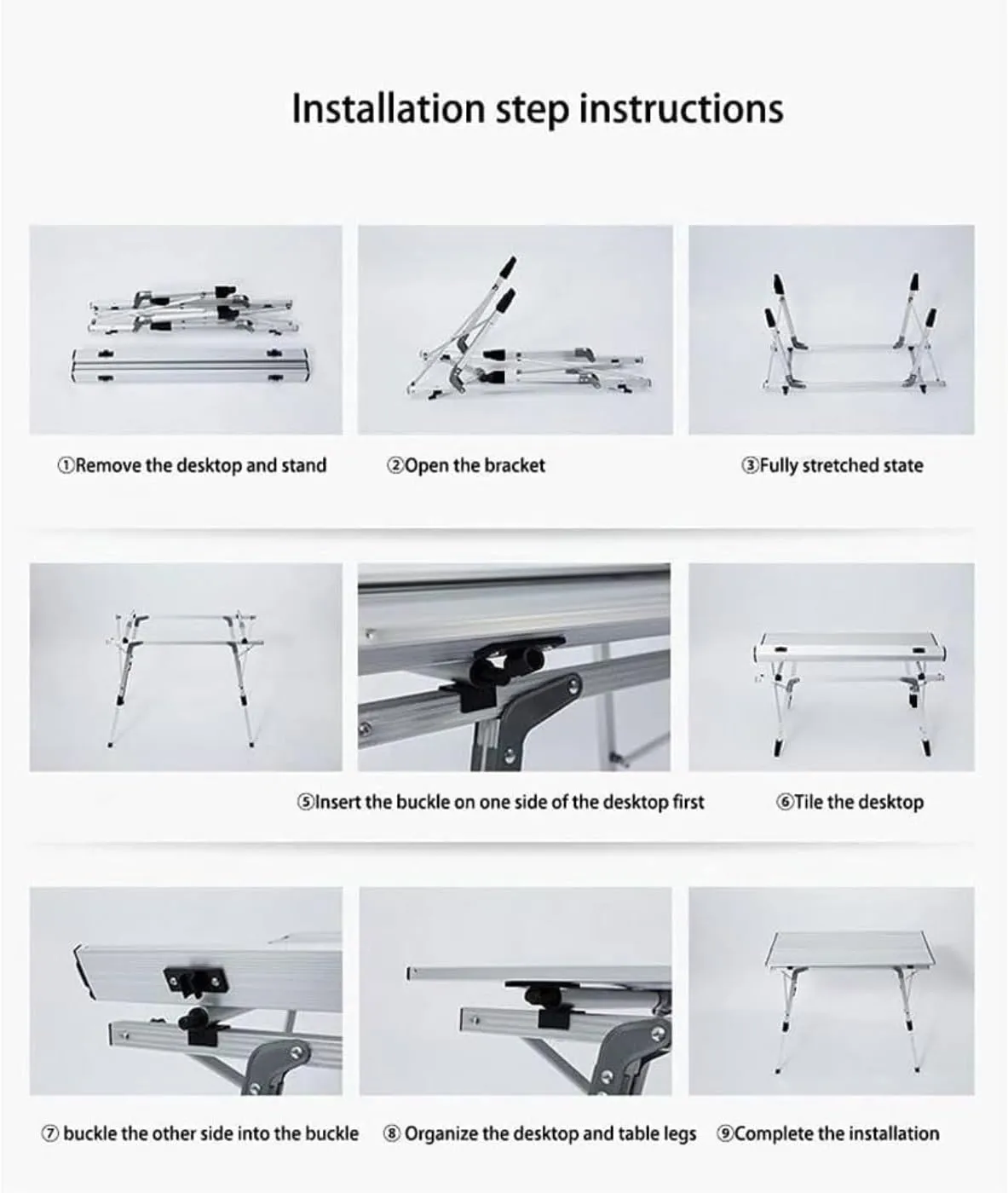 Outdoor Camping Table Outdoor Folding Table Aluminum Alloy Strong and Stable Multifunctional Table Adjustable Height Camping Furniture(90 * 53cm)