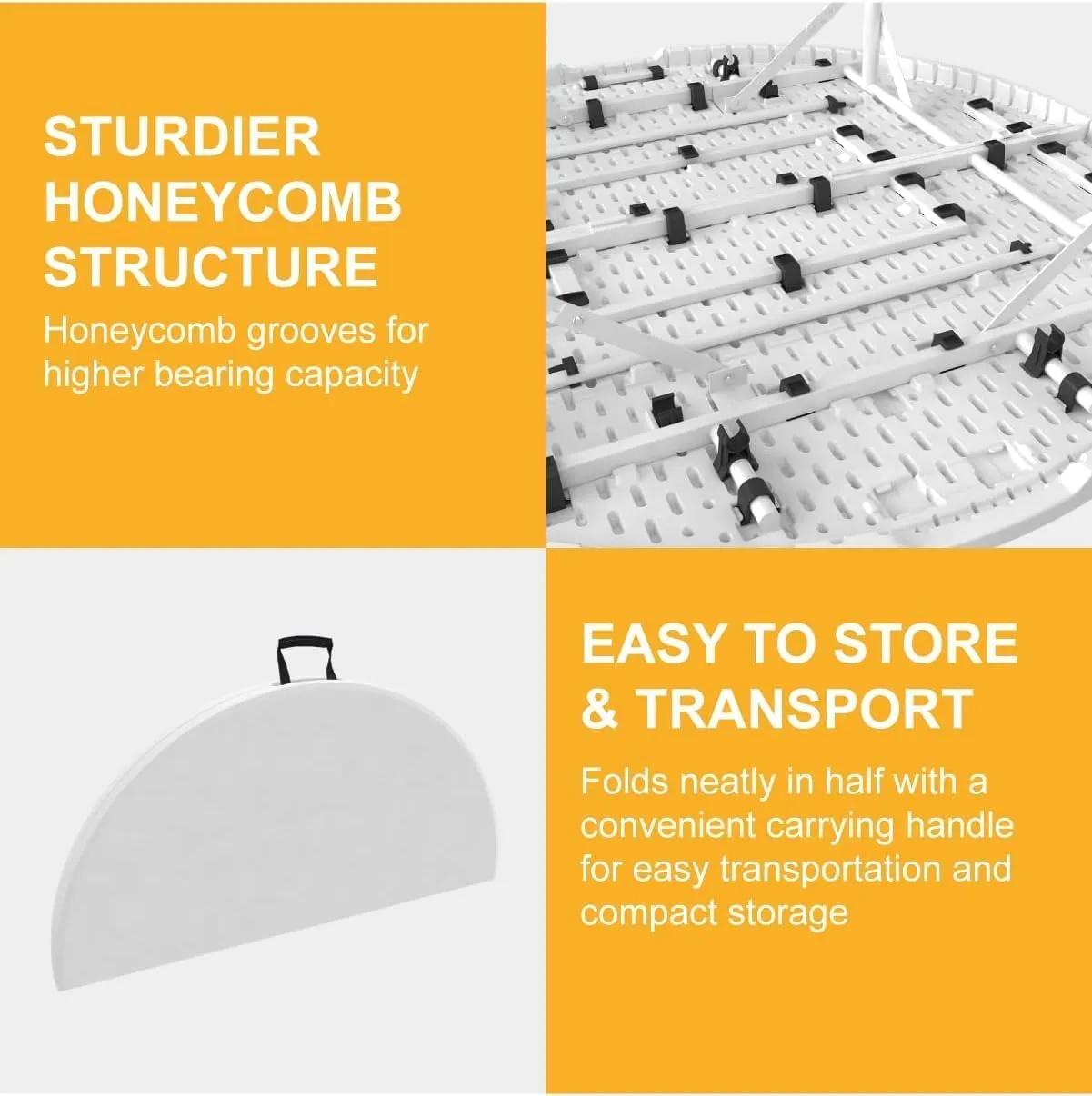 Outdoor Camping Table Round Folding Table Plastic Card Table with Carrying Handle for Camping Picnic Dining Camping Furniture