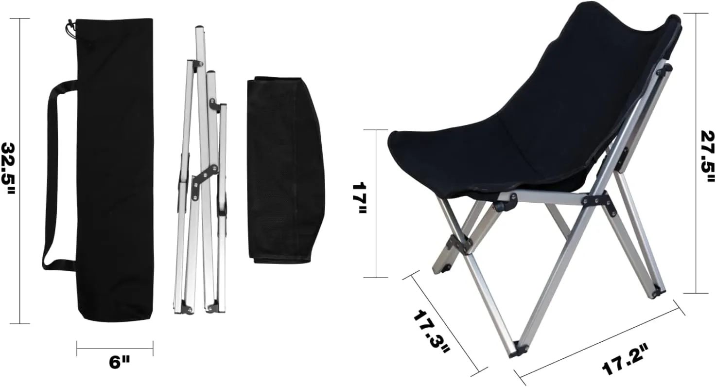 Outdoor Campling Chair/Aluminium Alloy Foldable Chair, 275lbs, Black