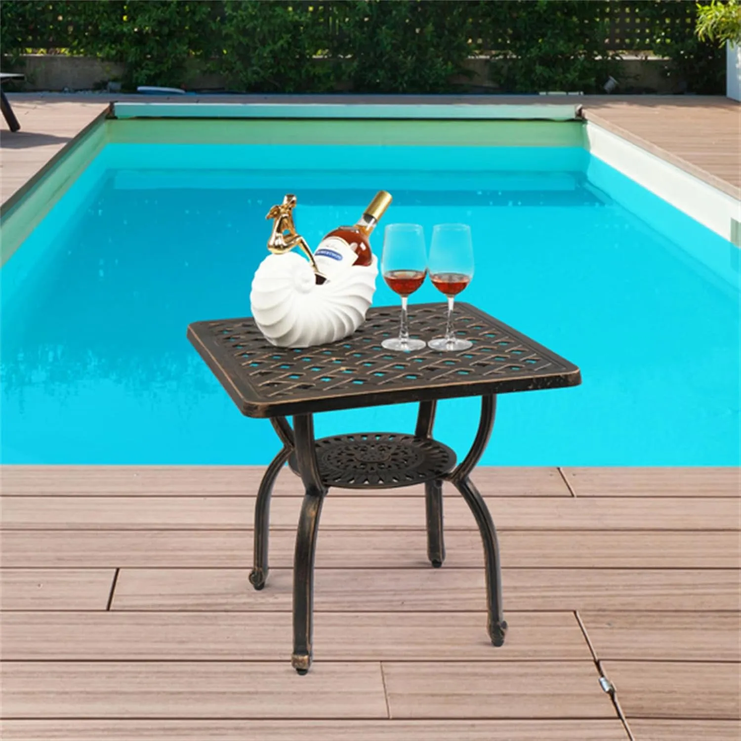 Outdoor cast Aluminum Table Garden Cafe Open air Balcony Outdoor Casual Garden Table, Bistro Table, Porch Balcony Backyard Garden Outdoor high Table Outdoor Square Side Table