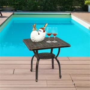 Outdoor cast Aluminum Table Garden Cafe Open air Balcony Outdoor Casual Garden Table, Bistro Table, Porch Balcony Backyard Garden Outdoor high Table Outdoor Square Side Table