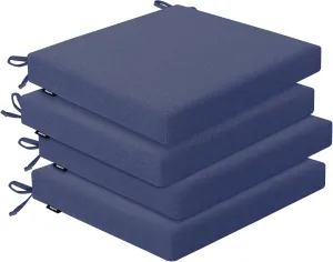 Outdoor Chair Cushions Set of 4, Water-Resistant & Fadeness 17" W x 16" D x 2" T Seat Cushion, High Density Foam with Dual Straps for Patio Garden Furniture Sofa Dining Chairs, Blue