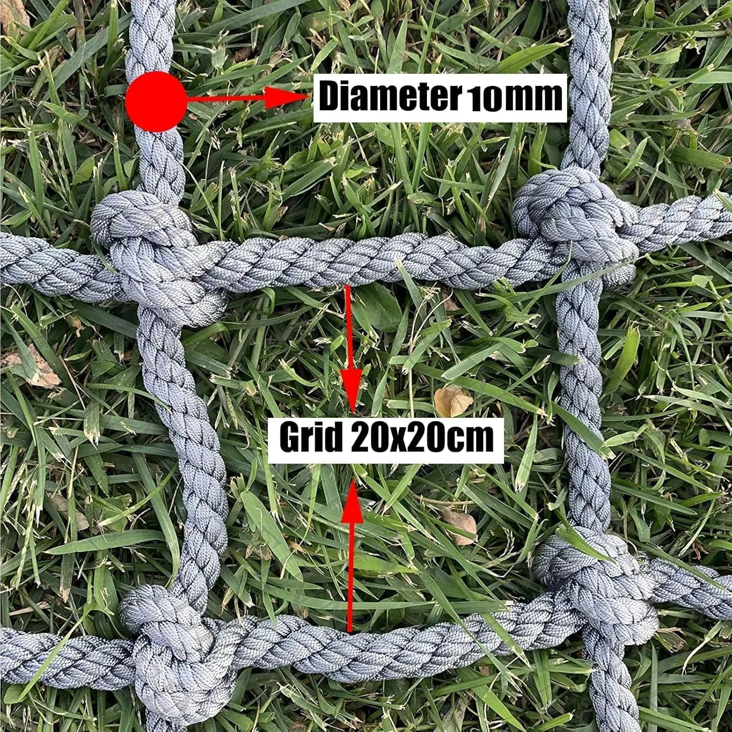 Outdoor Climbing Cargo Net for Kids/Adults, Heavy Duty Climbing Net-Rope Ladder for Balcony, Railing Protection and Backyard Playground.,3m*3m