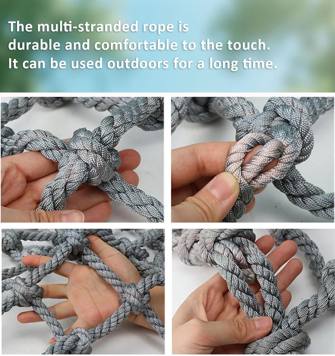 Outdoor Climbing Cargo Net for Kids/Adults, Heavy Duty Climbing Net-Rope Ladder for Balcony, Railing Protection and Backyard Playground.,3m*3m
