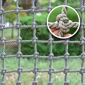 Outdoor Climbing Net Cargo Net, Diameter 0.63 Inches Playground Climbing Net Fence Net for Balcony Stair Railing Protection Net Safety Net(Size:157.5x157.5inch,Color:Grey), Gray
