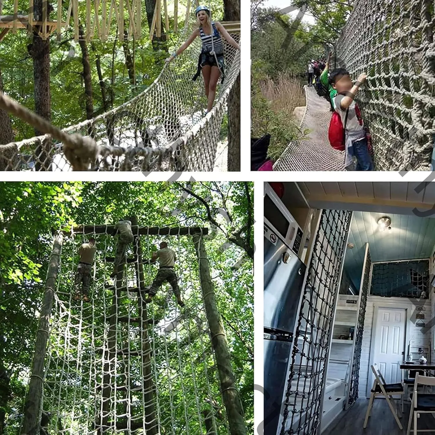 Outdoor Climbing Net for Adult, Heavy Duty Climbing Cargo Net, Rope Ladder Swing Set - for Playground, Garden, Treehouse, Backyard(Size:2 * 4m(6.6 * 13ft))