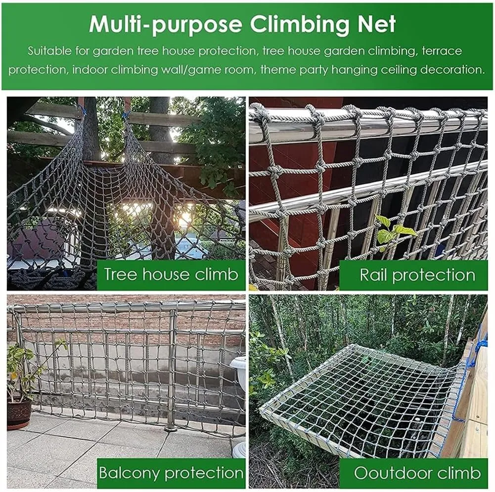 Outdoor Climbing Net for Kids and Adult,Climbing Net for Swing Set, Heavy Duty Rope Outdoor Cargo Webbing Net,Military Climbing Cargo Net(10mm*10cm,2X4m/6.6X13.12ft)