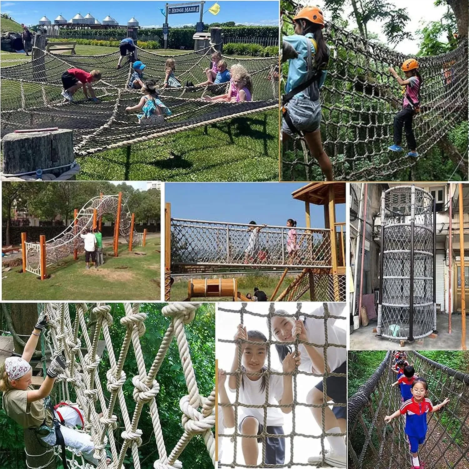 Outdoor Climbing Net, Playground Climbing Net, Rope Ladder Climbing Cargo Net for Backyard Playground, for Adult Obstacle Course Training,3 * 5m(10 * 16.4ft)