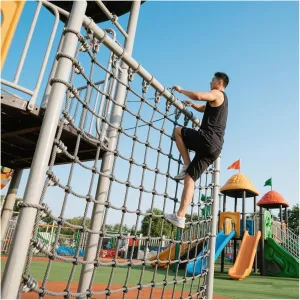 Outdoor Climbing Net, Playground Climbing Net, Rope Ladder Climbing Cargo Net for Backyard Playground, for Adult Obstacle Course Training,3 * 5m(10 * 16.4ft)