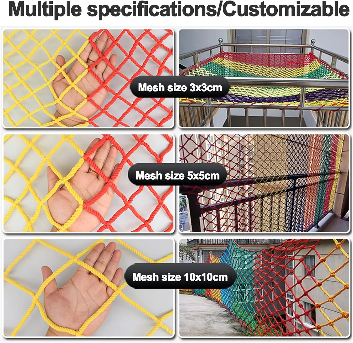 Outdoor Climbing Net Playground Net Heavy Duty Climbing Cargo Net Safety Rope Net 0.31" Thick Polyamide Easy to Install for Stair Balcony Railing Protection,9.8x14.8ft