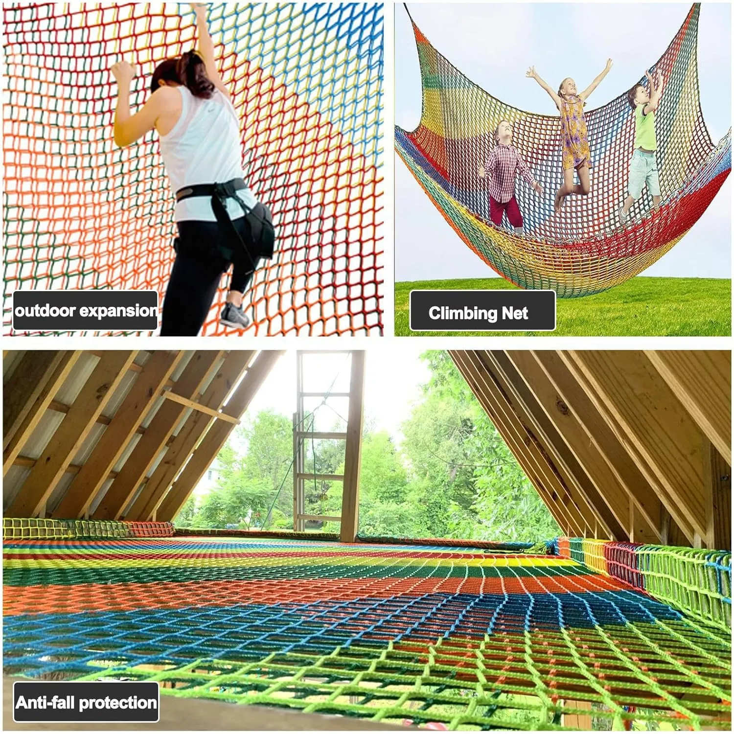 Outdoor Climbing Net Playground Net Heavy Duty Climbing Cargo Net Safety Rope Net 0.31" Thick Polyamide Easy to Install for Stair Balcony Railing Protection,9.8x14.8ft