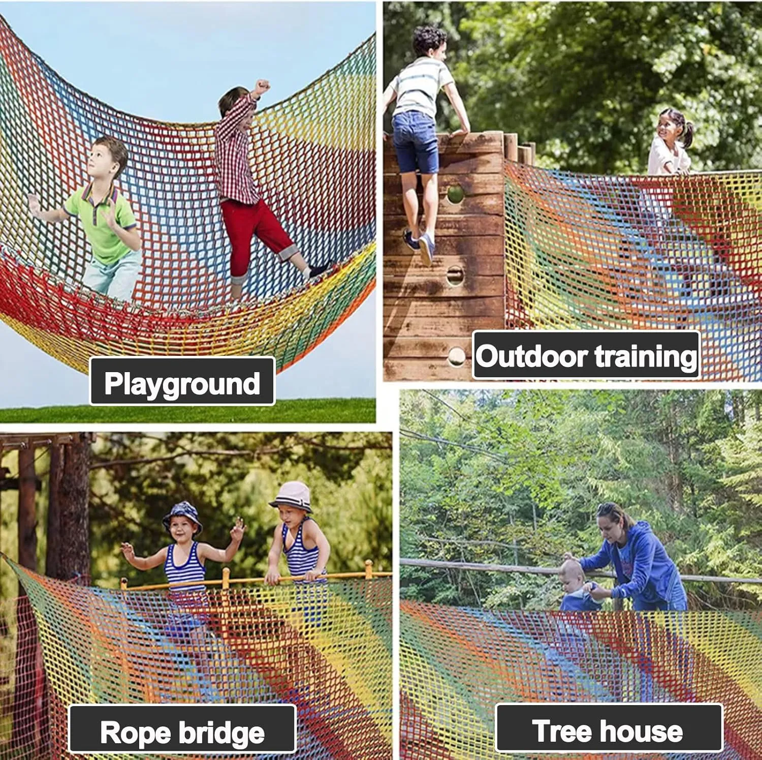 Outdoor Climbing Net Playground Net Heavy Duty Climbing Cargo Net Safety Rope Net 0.31" Thick Polyamide Easy to Install for Stair Balcony Railing Protection,9.8x14.8ft