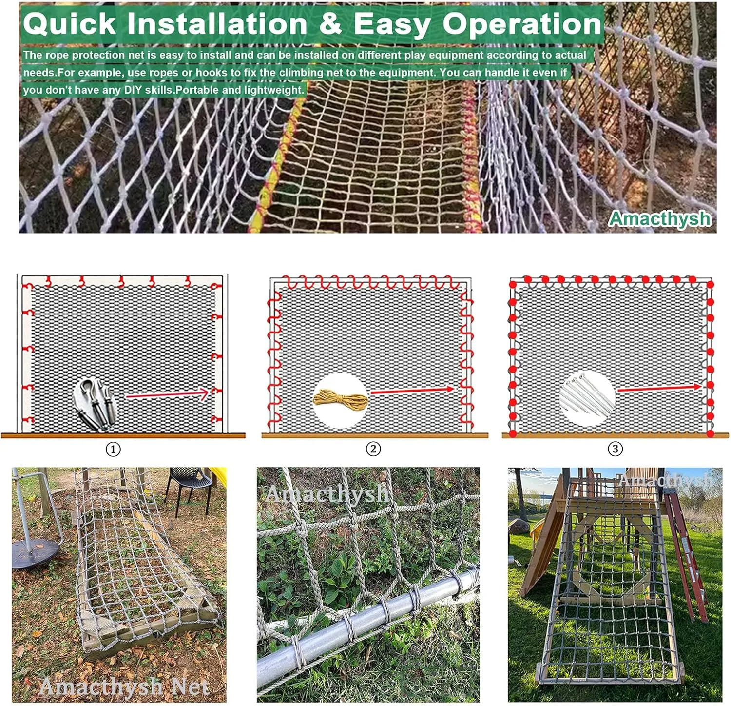 Outdoor Climbing Nets for Kids/Adults, Backyard Playground Safety Nets, Rope Ladder Climbing Cargo Nets, Tree House Accessories, Balcony Railing Protection,275.59 * 275.59 inch