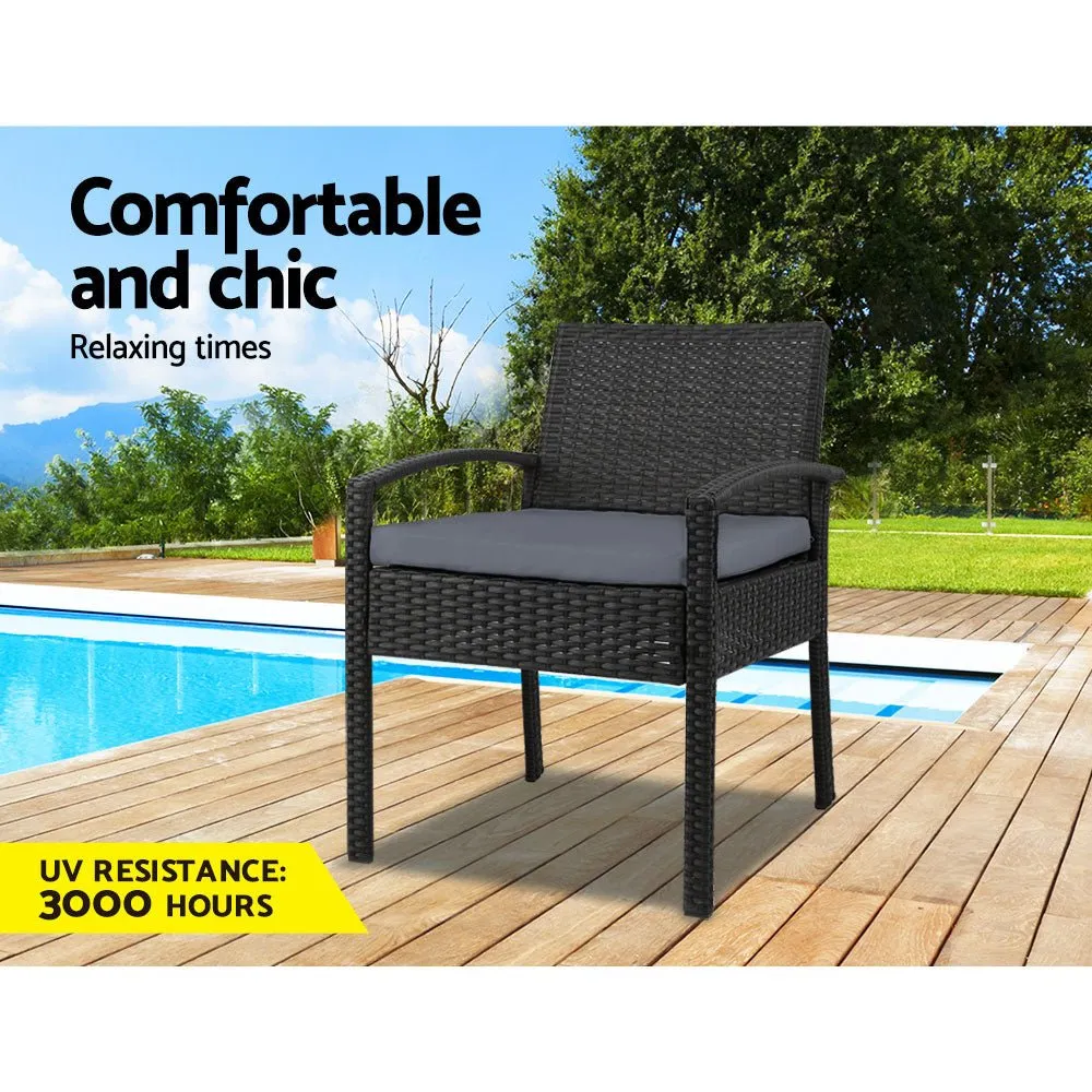 Outdoor Dining Chair | 5cm Cushions | Felix Rattan Range | Black
