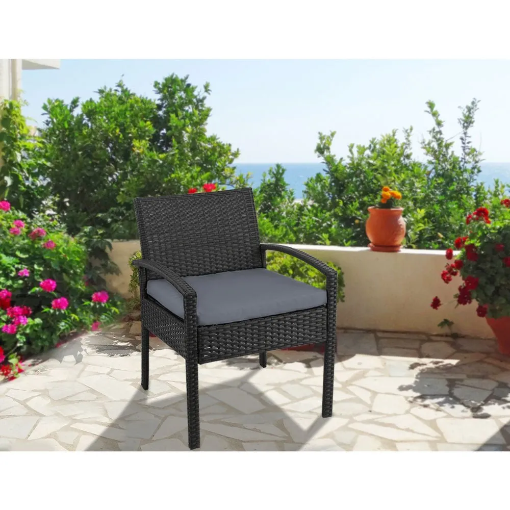 Outdoor Dining Chair | 5cm Cushions | Felix Rattan Range | Black