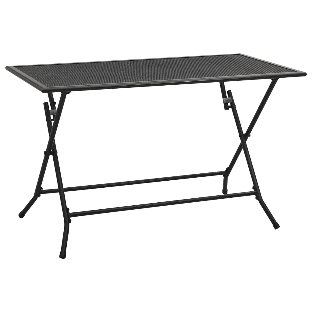 Outdoor Dining Table Garden Patio Folding Table with Mesh Design Steel