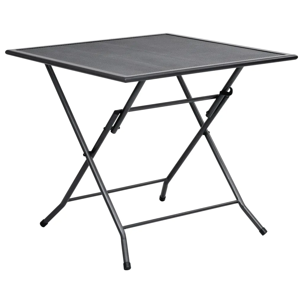 Outdoor Dining Table Garden Patio Folding Table with Mesh Design Steel