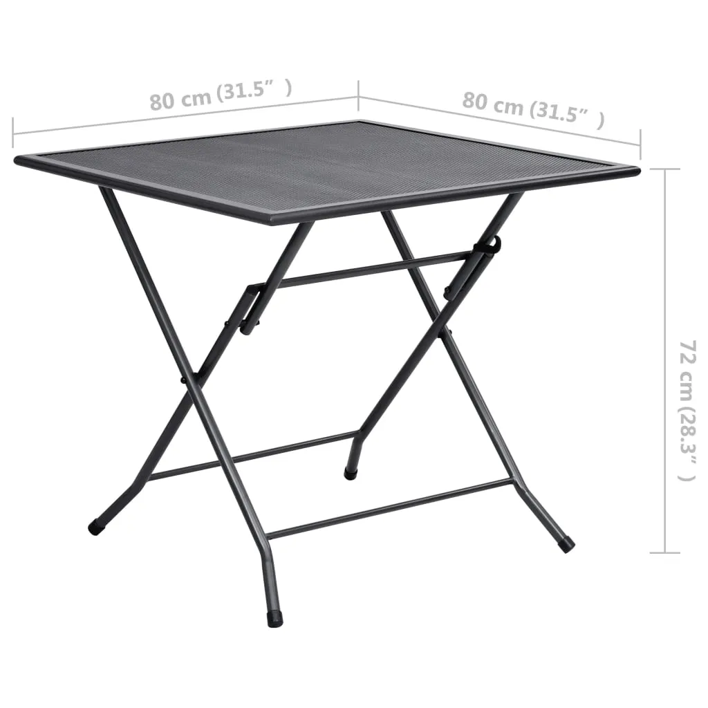 Outdoor Dining Table Garden Patio Folding Table with Mesh Design Steel
