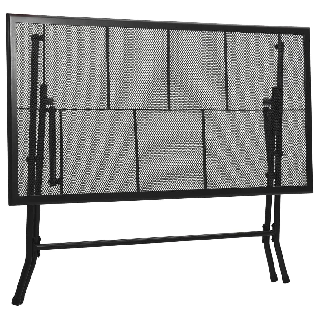 Outdoor Dining Table Garden Patio Folding Table with Mesh Design Steel