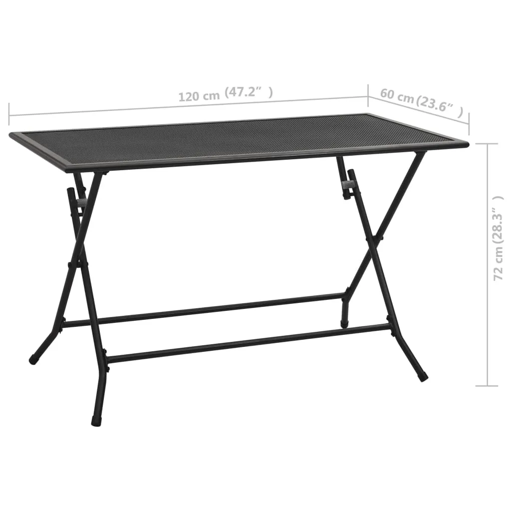 Outdoor Dining Table Garden Patio Folding Table with Mesh Design Steel