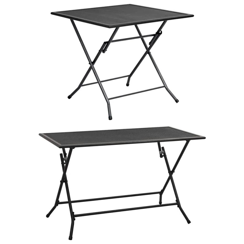 Outdoor Dining Table Garden Patio Folding Table with Mesh Design Steel