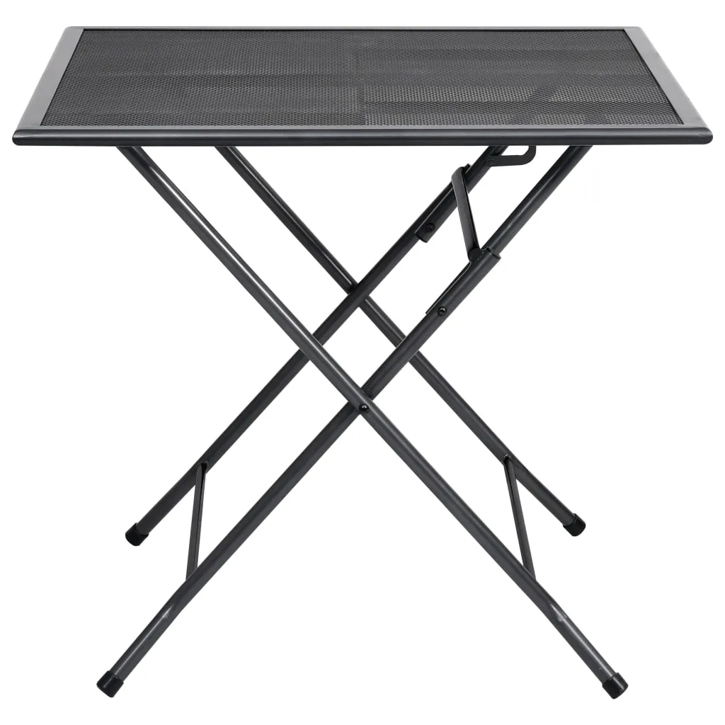 Outdoor Dining Table Garden Patio Folding Table with Mesh Design Steel
