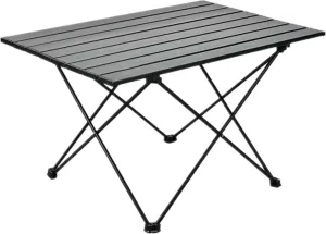 Outdoor Folding Camping Side Table, Ultralight Aluminum Camping Table with Carry Bag, Portable Small Folding Beach Table for Picnics, BBQ, Cooking, Travel, Hiking ( Color : Black , Size : Medium )