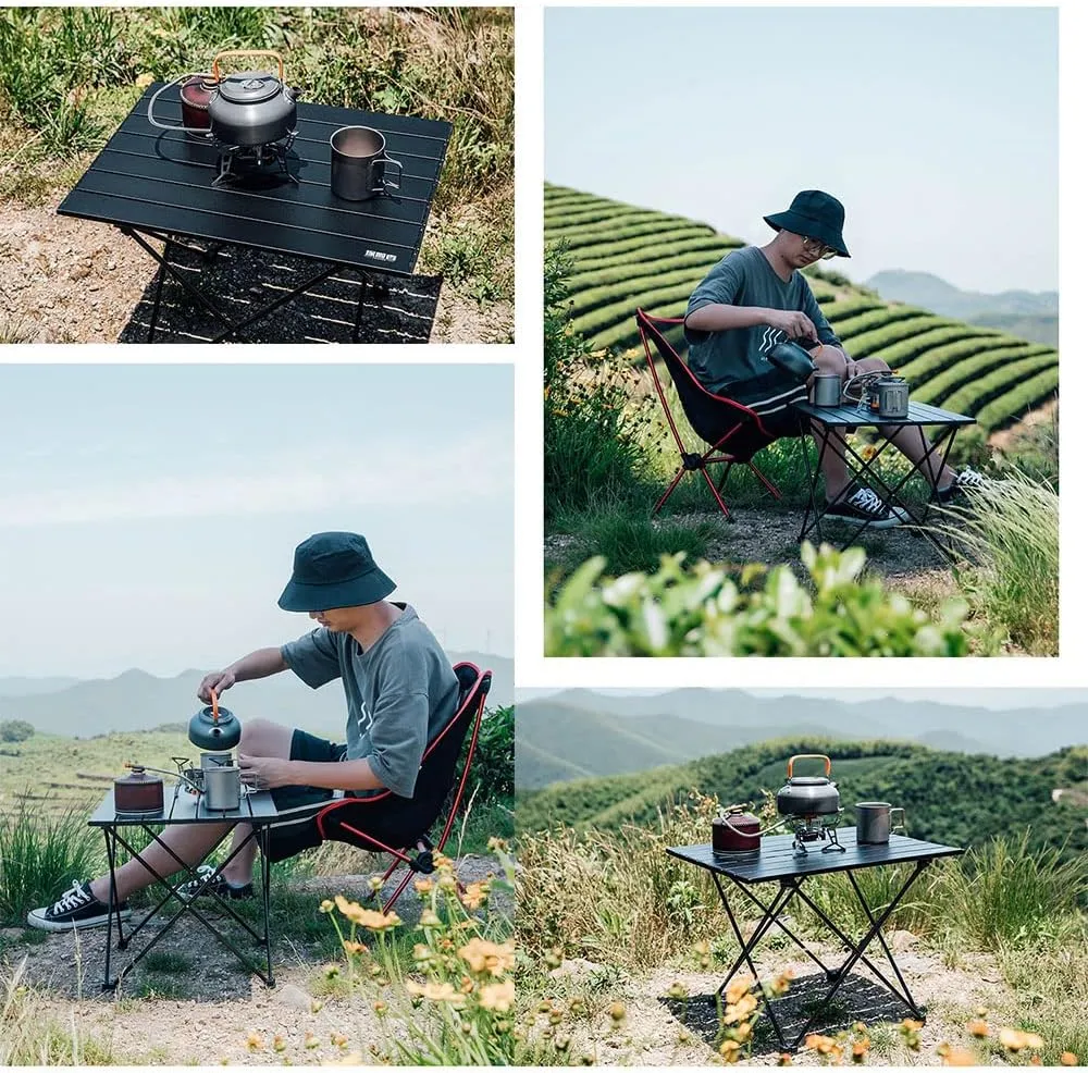 Outdoor Folding Table and Chair Set, Ultra-Light Aluminum Alloy Camping Gear, Egg Roll Table, Stool Included,Table,A