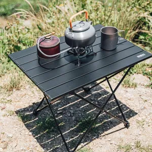 Outdoor Folding Table and Chair Set, Ultra-Light Aluminum Alloy Camping Gear, Egg Roll Table, Stool Included,Table,A