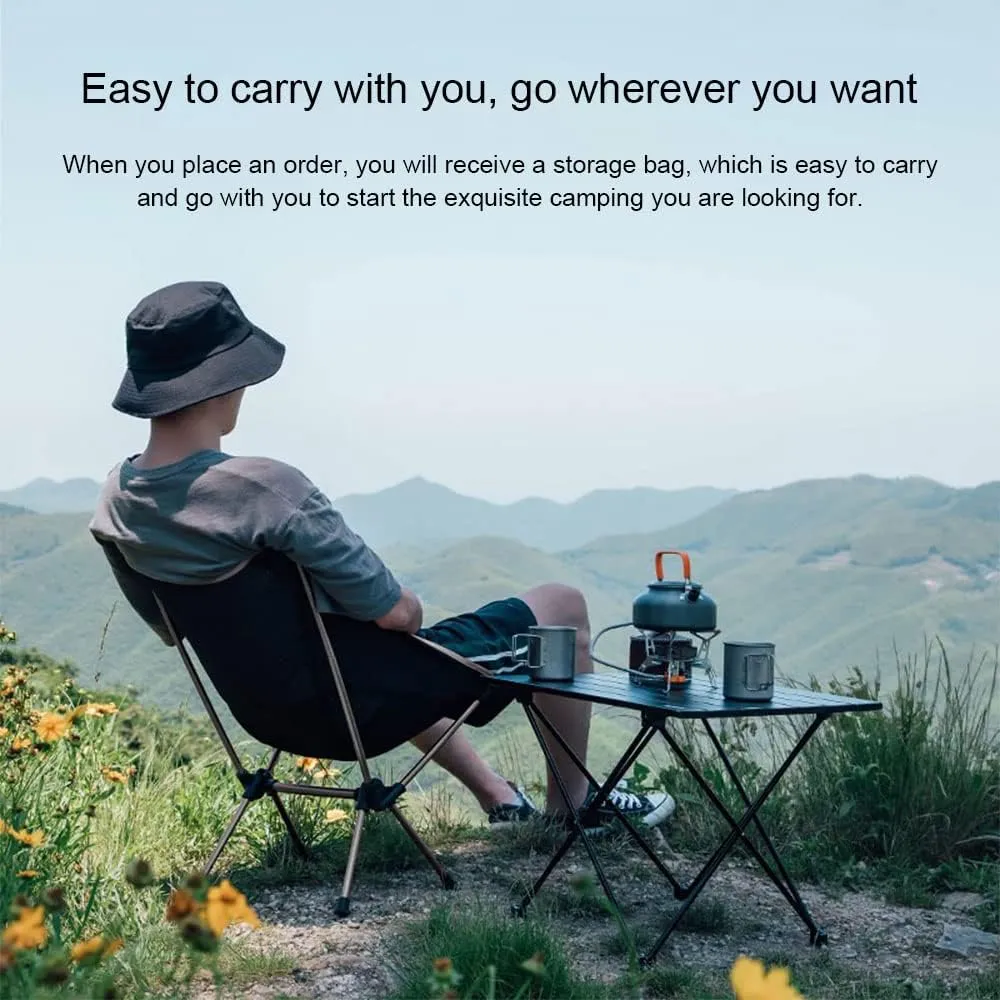 Outdoor Folding Table and Chair Set, Ultra-Light Aluminum Alloy Camping Gear, Egg Roll Table, Stool Included,Table,A