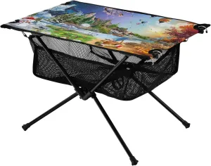 Outdoor Folding Table Autumn Winter Park Compact Oxford Picnic Table with Carry Bag for Outdoor Kitchen Picnic