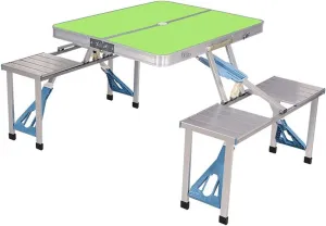 Outdoor Folding Table Chair Camping Aluminium Alloy Picnic Table Waterproof Folding Table Desk for Beach Table Camping(Gray)