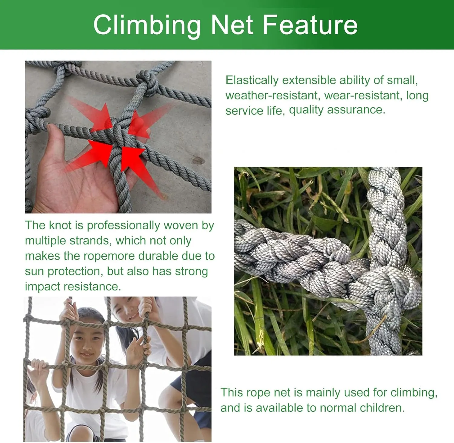 Outdoor Indoor Climbing Net, Playground Climbing Net, Cargo Trailer Netting, Safety Rope Net Cargo Rope Nets for Truck,1 * 1m(3.3 * 3.3ft)