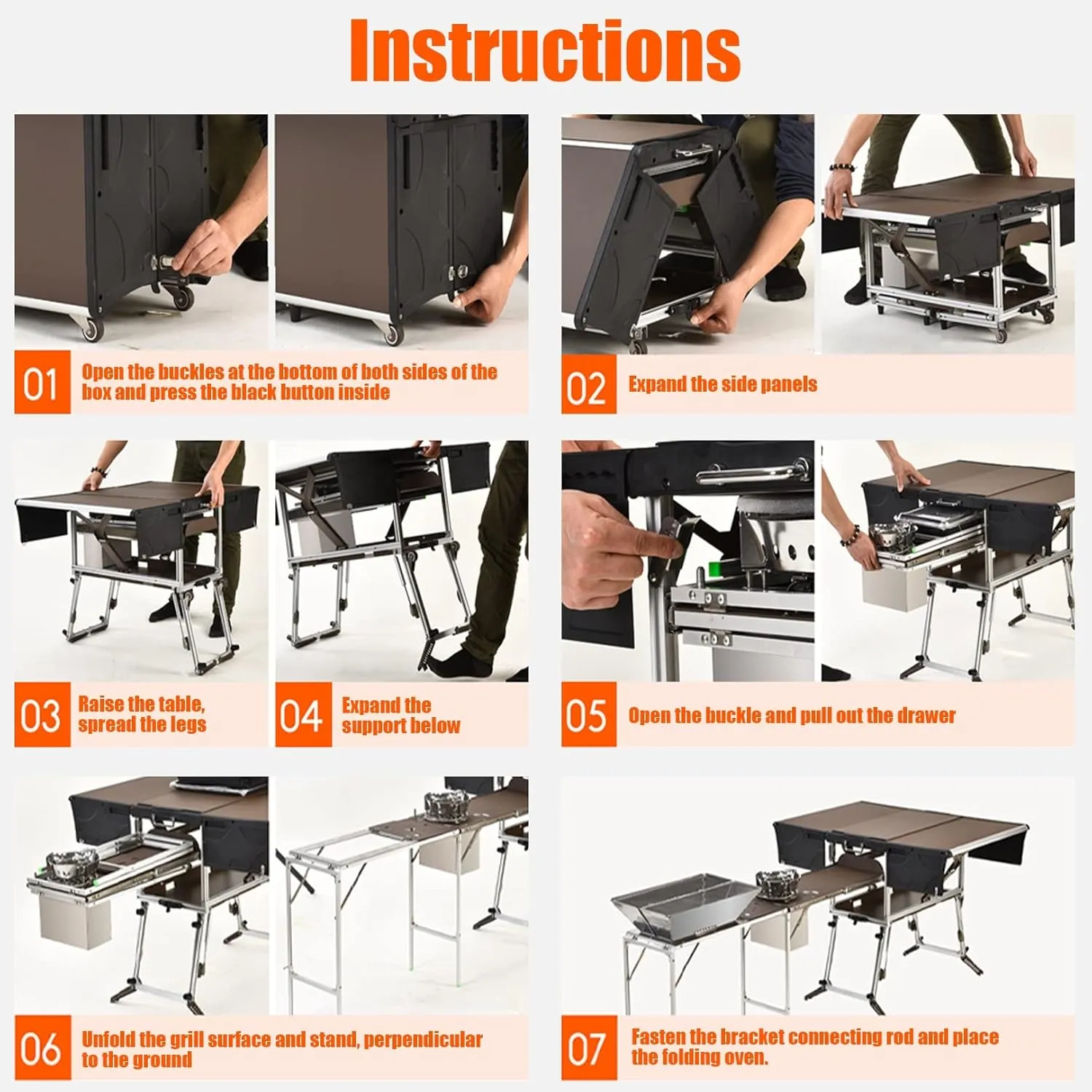 Outdoor Master Cook Station Aluminum Camping Table,Easy Carry Picnic Folding Table with kitchenware and Stove for RV BBQ Cooking Outdoor (Color : Package 2)