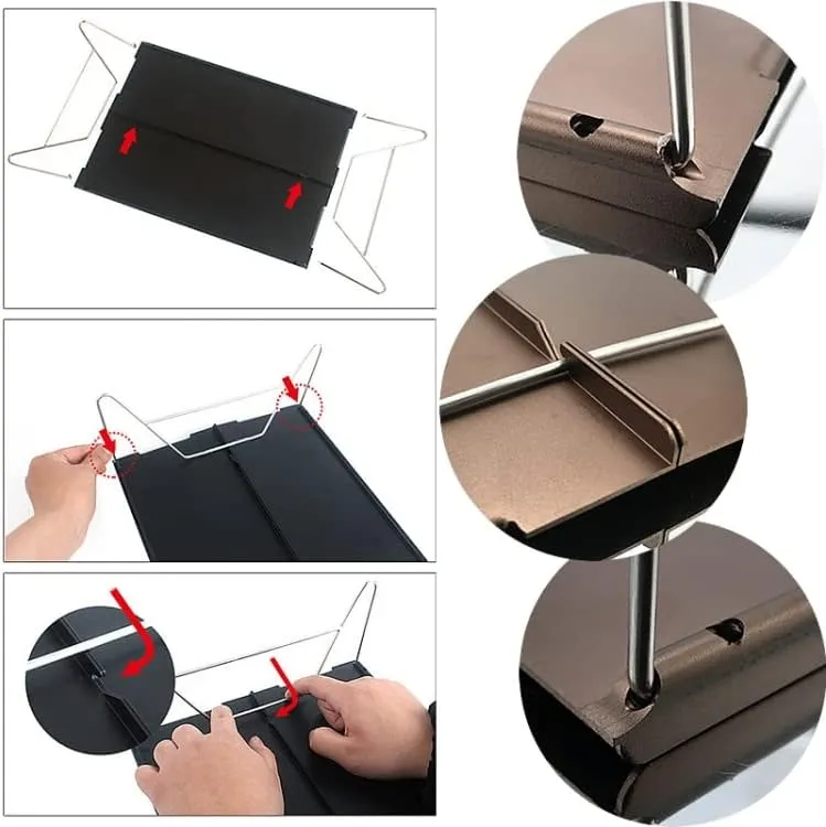 Outdoor Portable Mini Aluminum Folding Table (Black, 35 x 25 x 11cm)