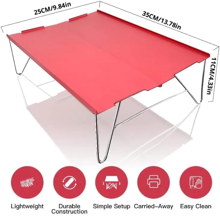 Outdoor Portable Mini Aluminum Folding Table (Black, 35 x 25 x 11cm)