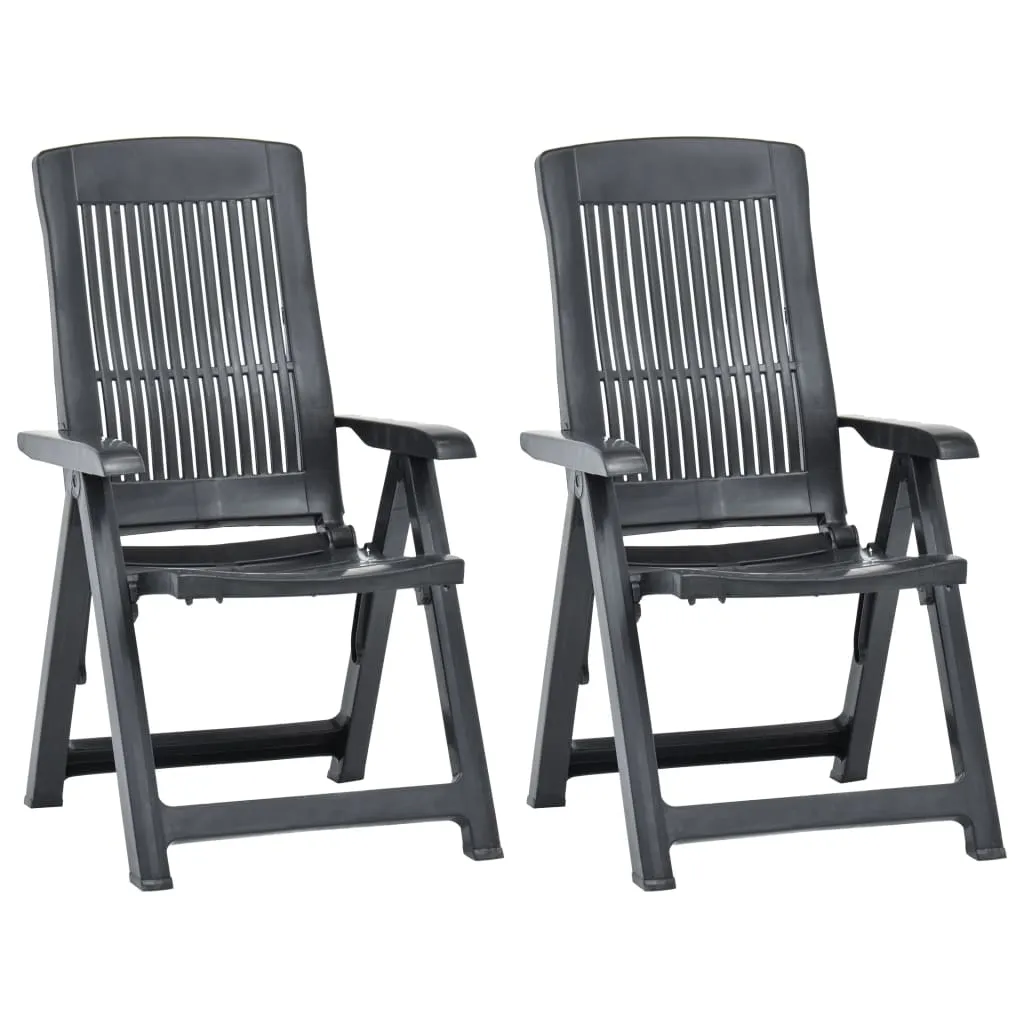 Outdoor Recliner Chairs 2 Pcs Reclining Chair with Armrest Plastic