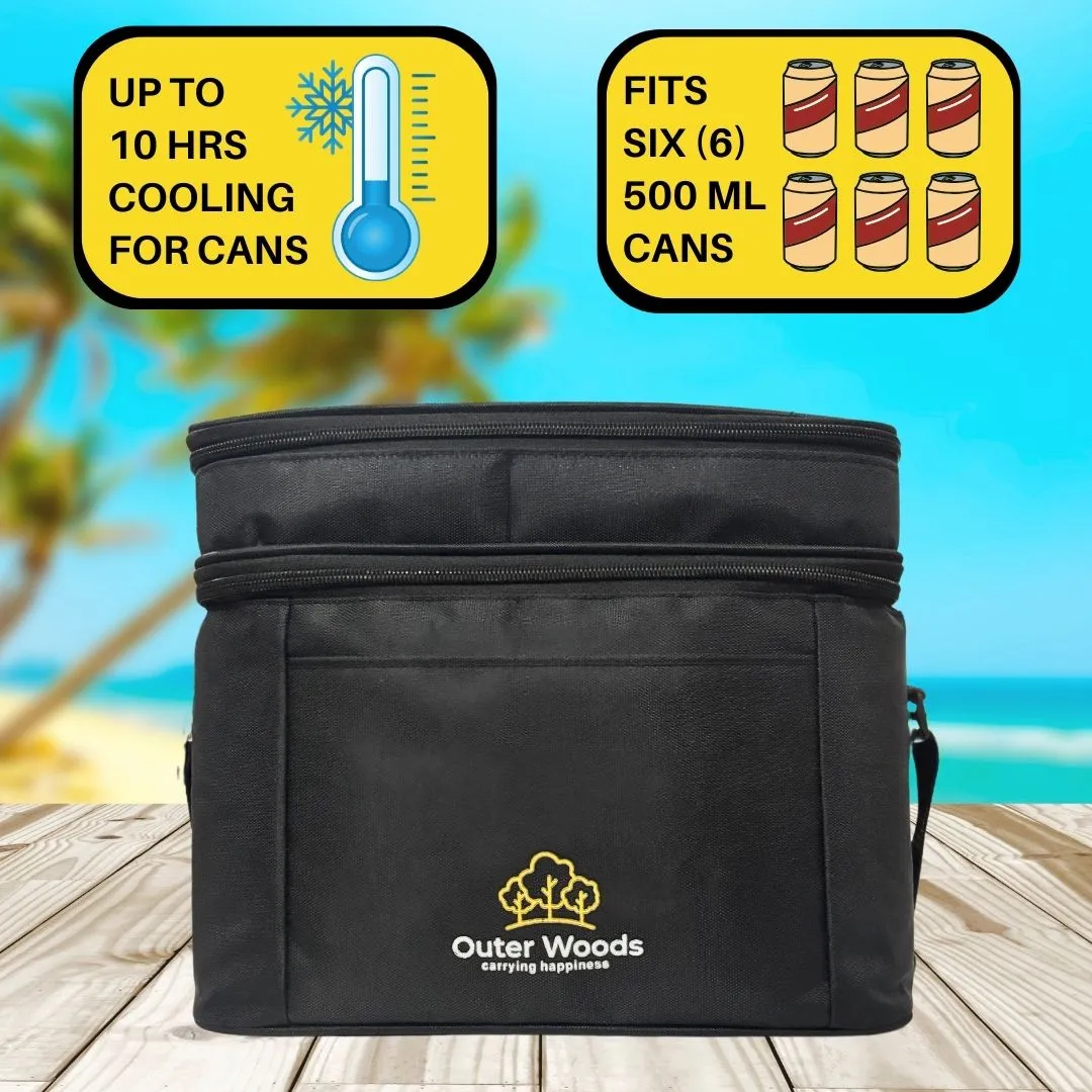 Outer Woods Insulated 6 Can Cooler Bag with Dual Insulated Compartments