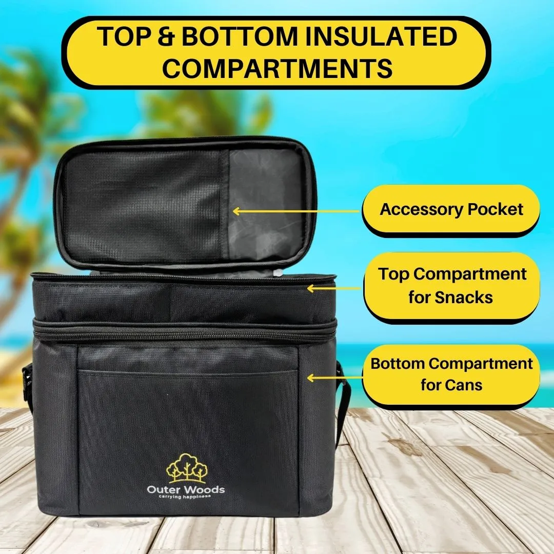 Outer Woods Insulated 6 Can Cooler Bag with Dual Insulated Compartments