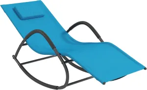 Outsunny Rocking Chair, Zero Gravity Patio Chaise Sun Lounger, Outdoor Rocker, UV Water Resistant, Pillow for Sunbathing, Lawn, Garden or Pool, Light Blue