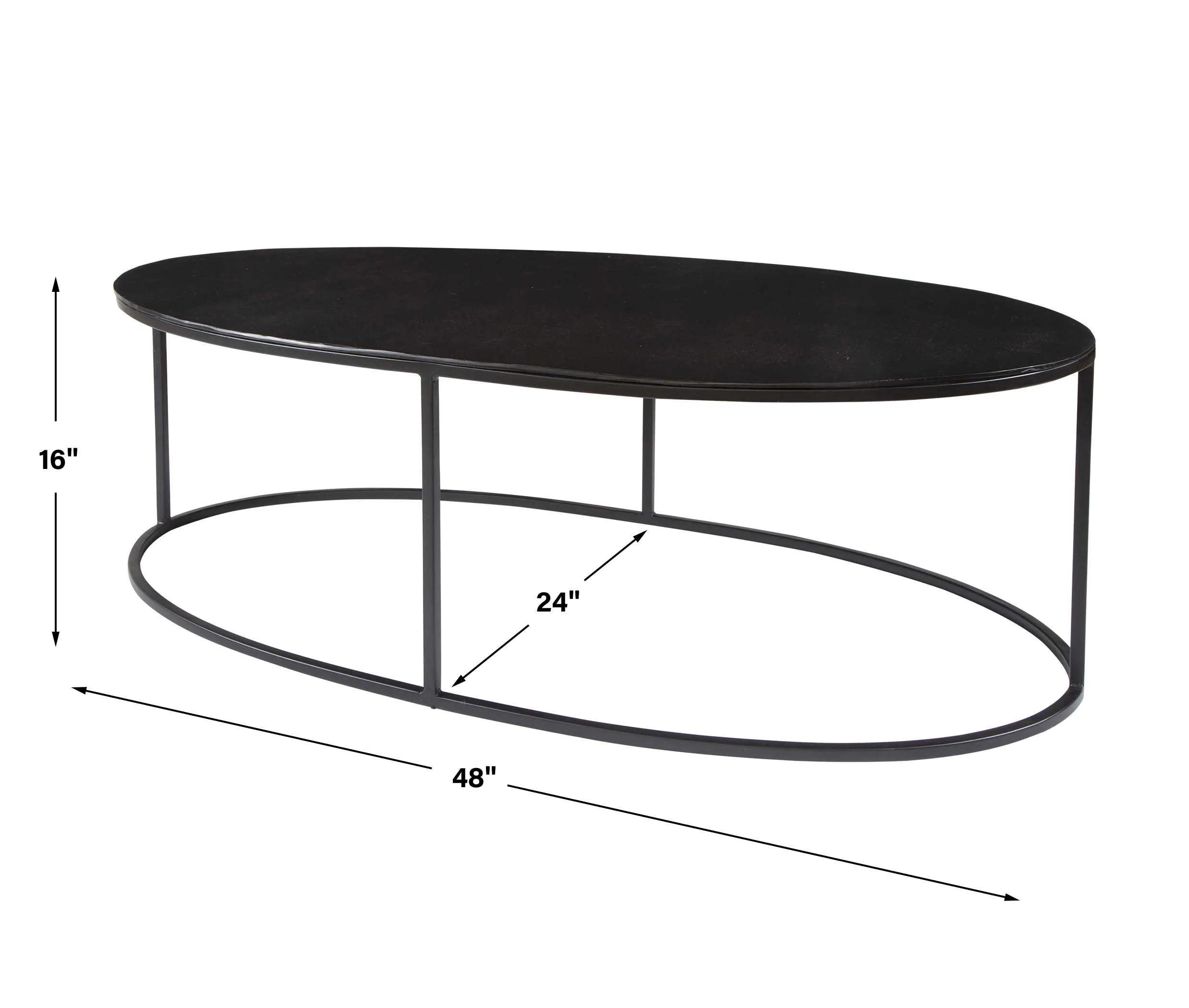 Oval iron coffee table